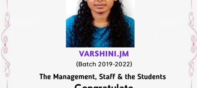 Congratulations to Varshini J. M.