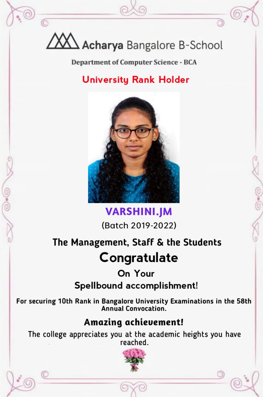 Congratulations to Varshini J. M. 