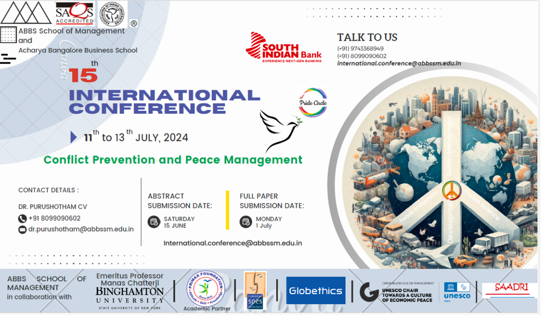 ABBS School of Management Hosts the 15th International Conference on Conflict Prevention and Peace Management.